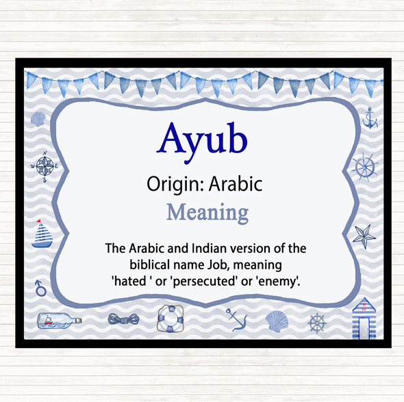 Ayub Name Meaning Placemat Nautical