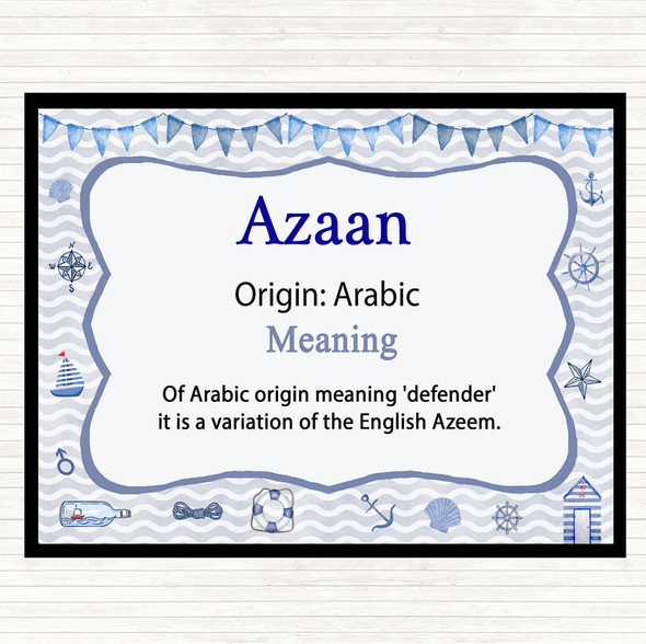 Azaan Name Meaning Placemat Nautical