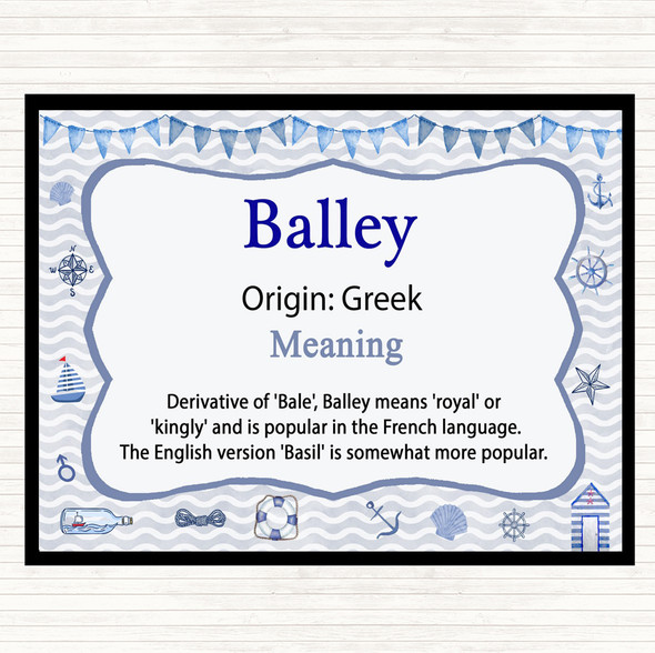 Balley Name Meaning Placemat Nautical