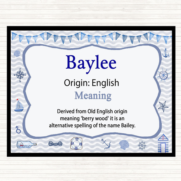 Baylee Name Meaning Placemat Nautical