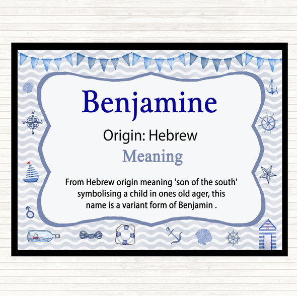 Benjamine Name Meaning Placemat Nautical