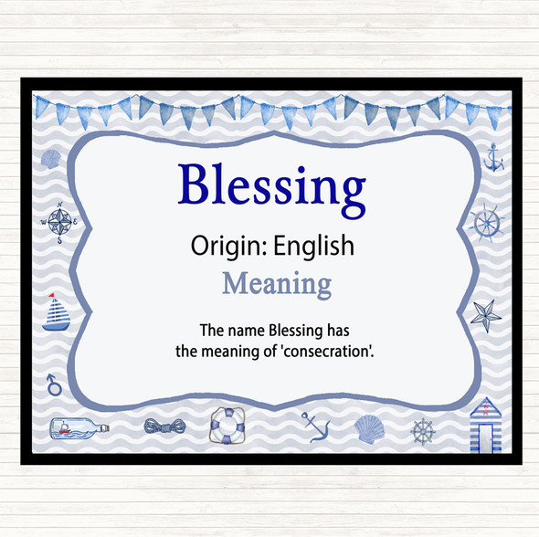 Blessing Name Meaning Placemat Nautical