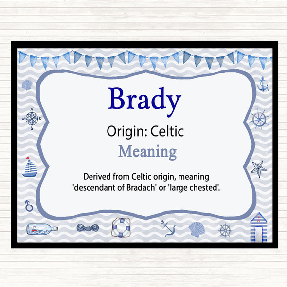 Brady Name Meaning Placemat Nautical