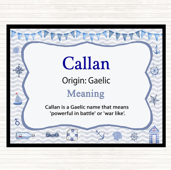 Callan Name Meaning Placemat Nautical