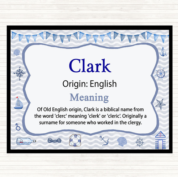 Clark Name Meaning Placemat Nautical