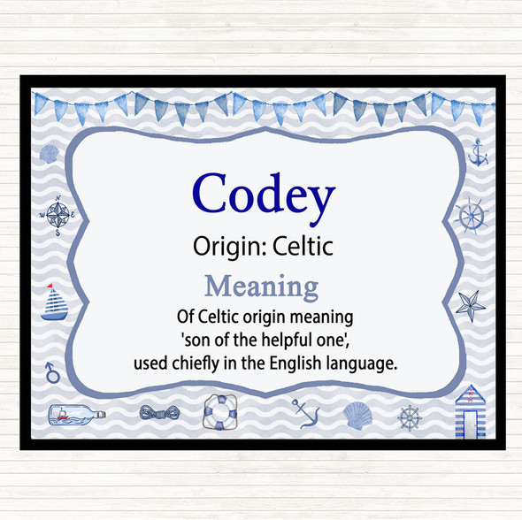 Codey Name Meaning Placemat Nautical