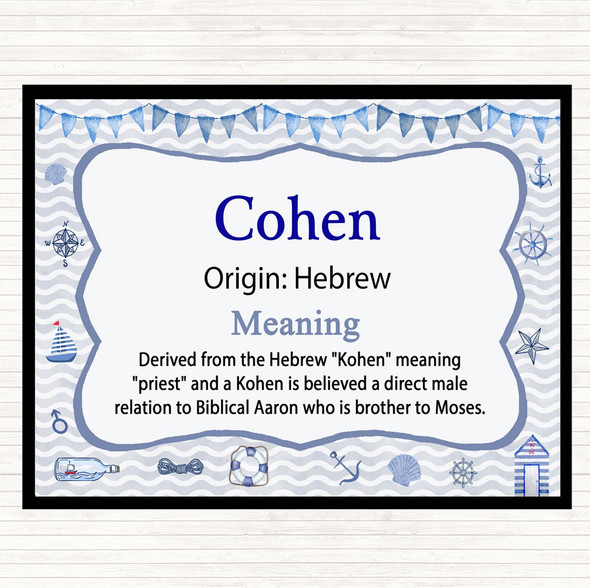 Cohen Name Meaning Placemat Nautical