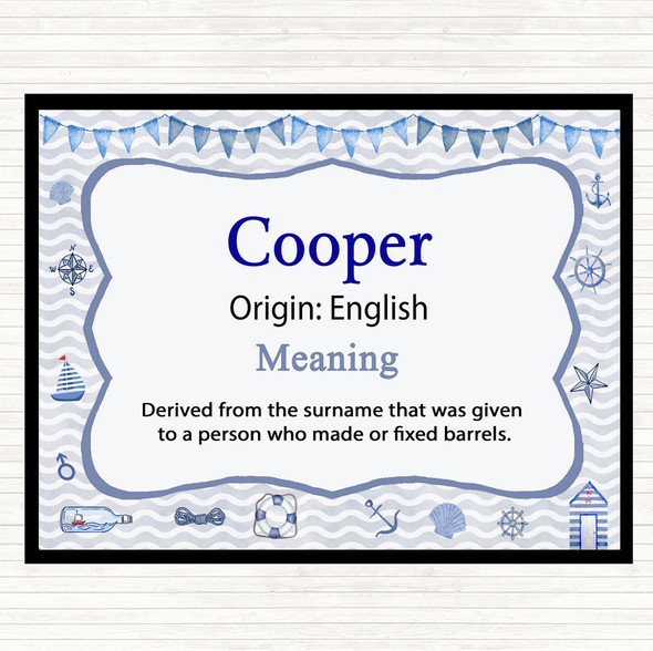 Cooper Name Meaning Placemat Nautical