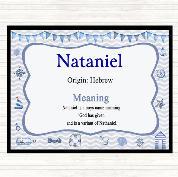 Nataniel Name Meaning Placemat Nautical