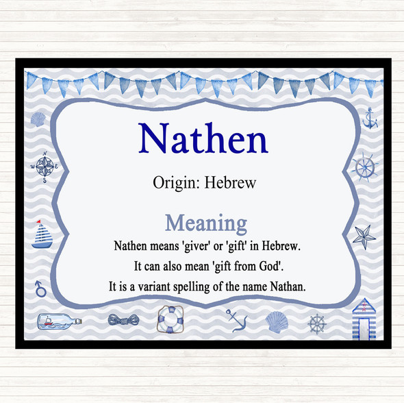 Nathen Name Meaning Placemat Nautical