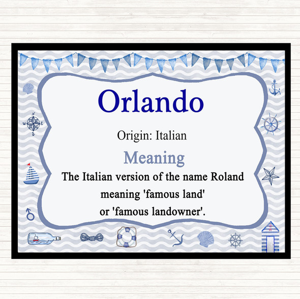 Orlando Name Meaning Placemat Nautical