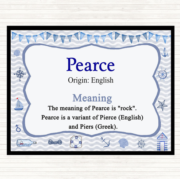 Pearce Name Meaning Placemat Nautical