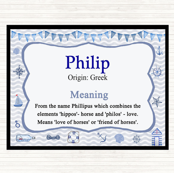 Philip Name Meaning Placemat Nautical