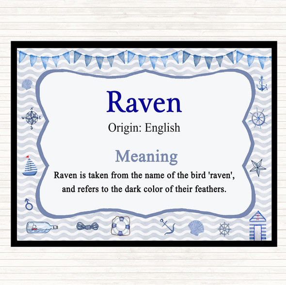 Raven Name Meaning Placemat Nautical