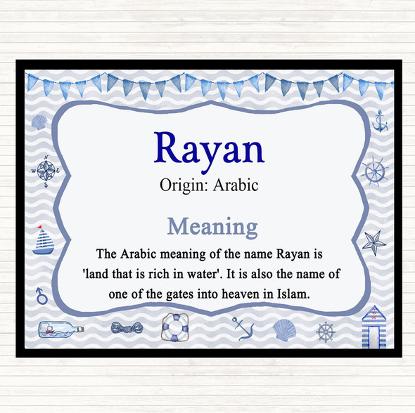 Rayan Name Meaning Placemat Nautical