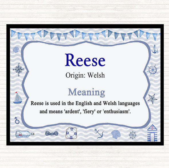 Reese Name Meaning Placemat Nautical