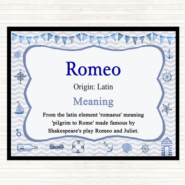 Romeo Name Meaning Placemat Nautical