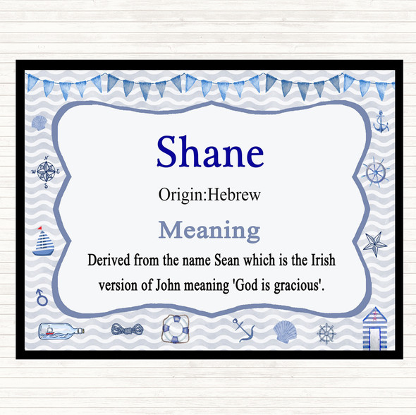 Shane Name Meaning Placemat Nautical