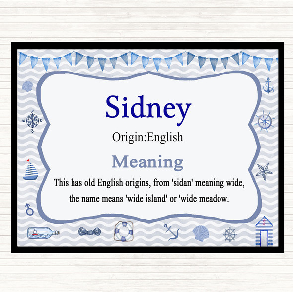 Sidney Name Meaning Placemat Nautical