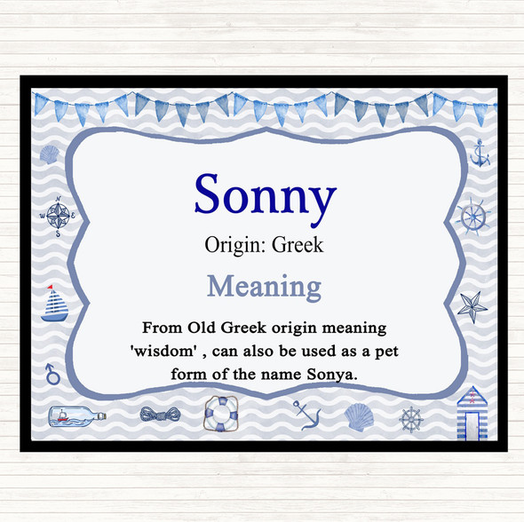 Sonny Name Meaning Placemat Nautical