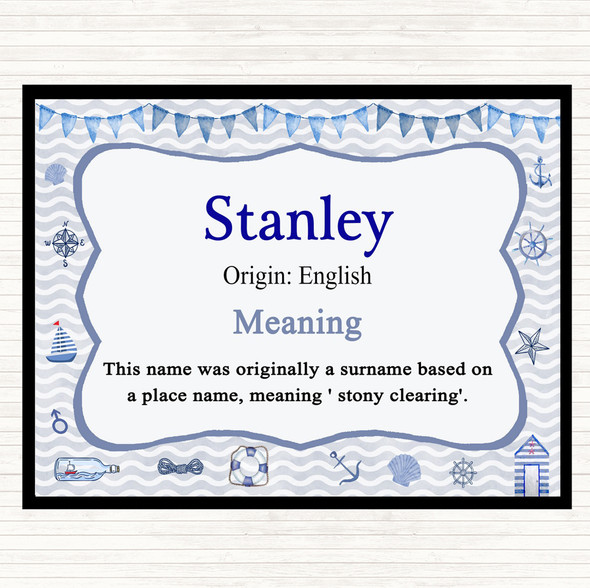 Stanley Name Meaning Coaster Nautical - Party Animal Print