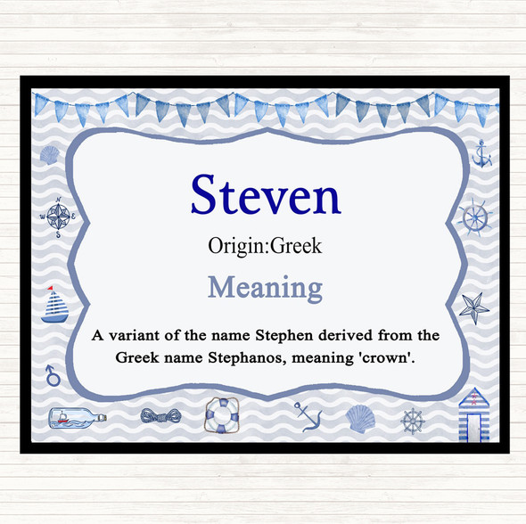 Steven Name Meaning Placemat Nautical