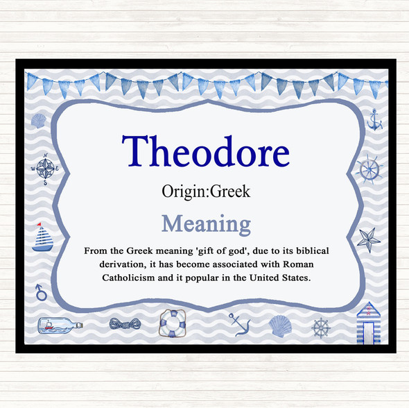 Theodore Name Meaning Placemat Nautical