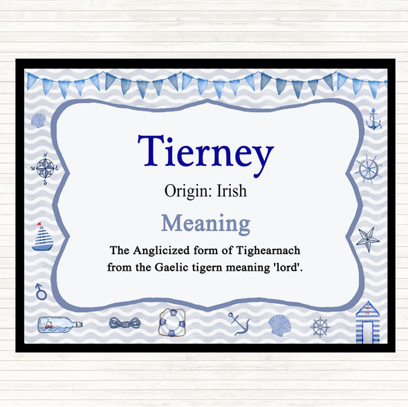 Tierney Name Meaning Placemat Nautical