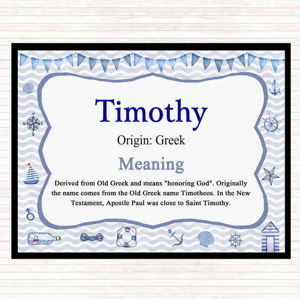 Timothy Name Meaning Placemat Nautical
