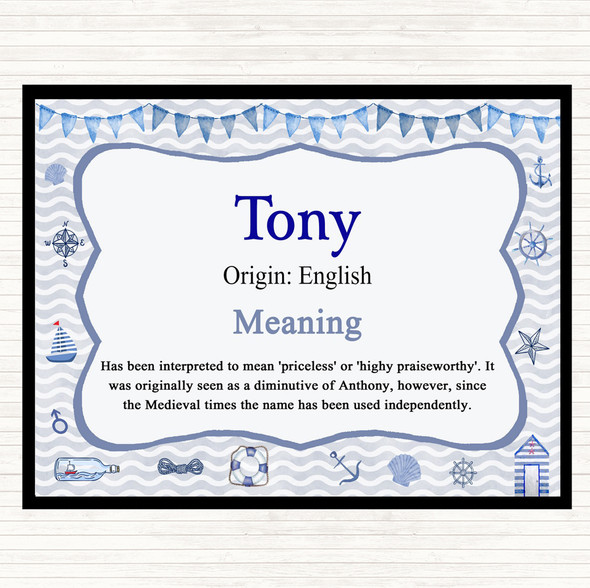 Tony Name Meaning Placemat Nautical