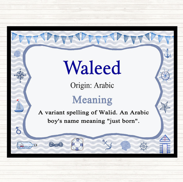 Waleed Name Meaning Placemat Nautical