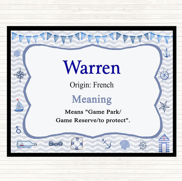 Warren Name Meaning Placemat Nautical