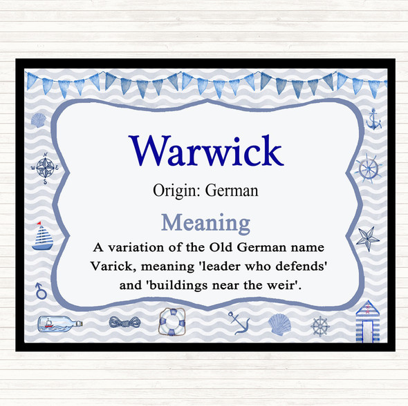 Warwick Name Meaning Placemat Nautical