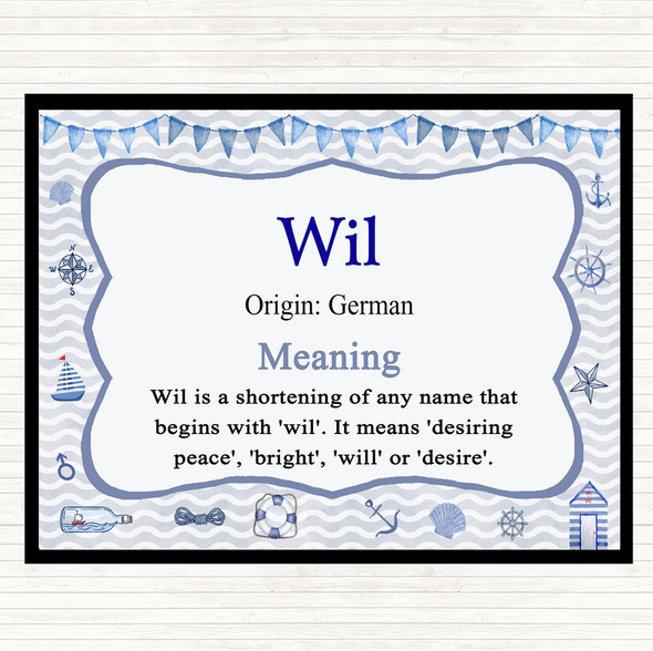 Wil Name Meaning Placemat Nautical