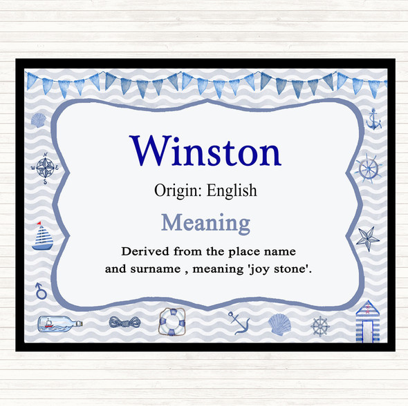 Winston Name Meaning Placemat Nautical