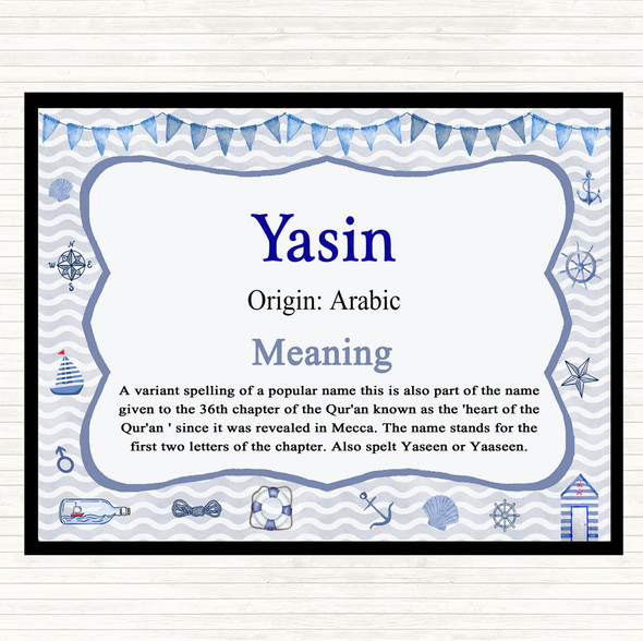 Yasin Name Meaning Placemat Nautical