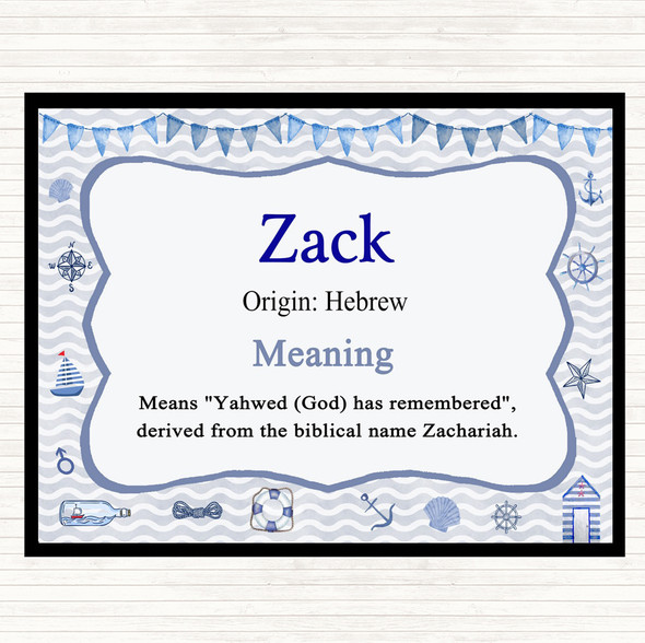 Zack Name Meaning Placemat Nautical