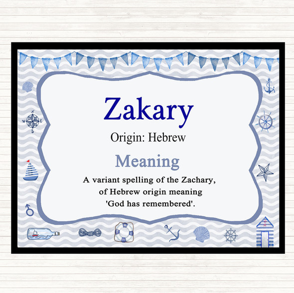 Zakary Name Meaning Placemat Nautical