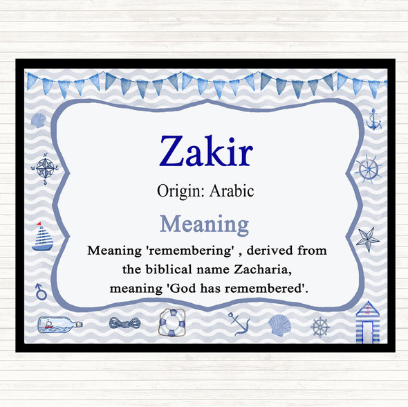 Zakir Name Meaning Placemat Nautical