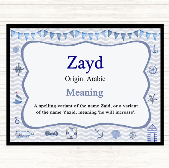 Zayd Name Meaning Placemat Nautical