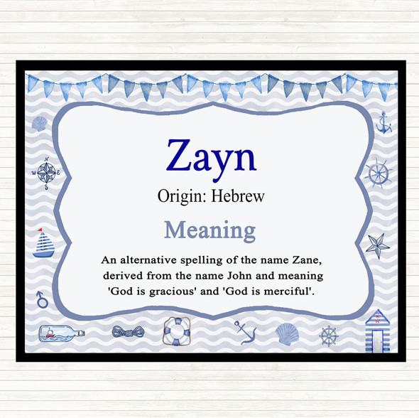 Zayn Name Meaning Placemat Nautical