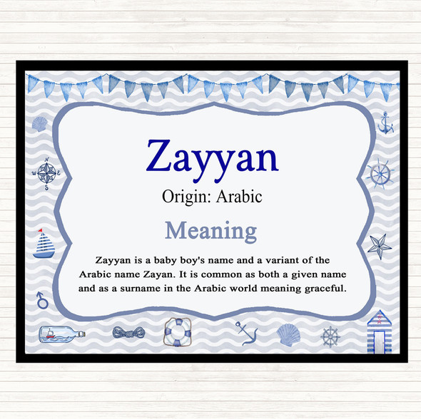 Zayyan Name Meaning Placemat Nautical