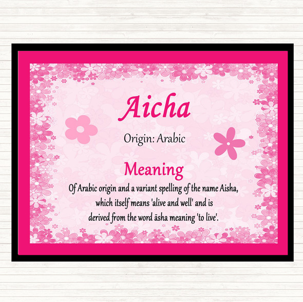 Aicha Name Meaning Placemat Pink