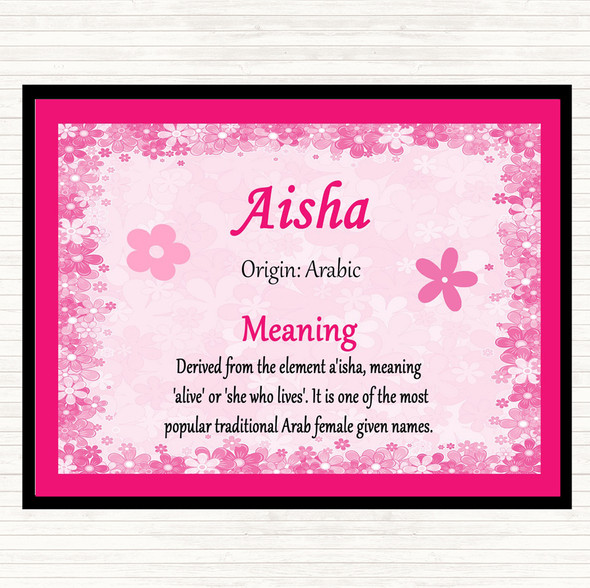 Aisha Name Meaning Placemat Pink