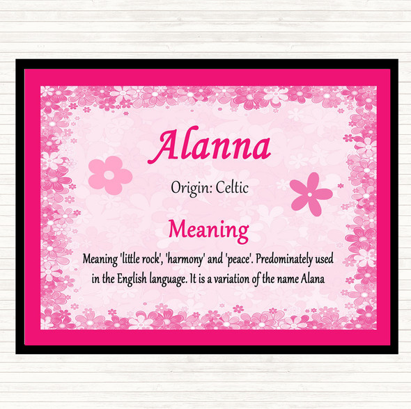 Alanna Name Meaning Placemat Pink