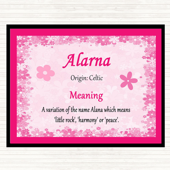 Alarna Name Meaning Placemat Pink