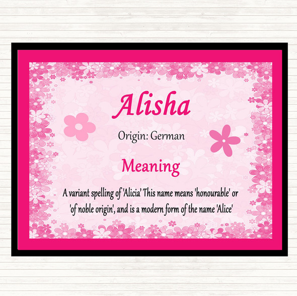 Alisha Name Meaning Placemat Pink