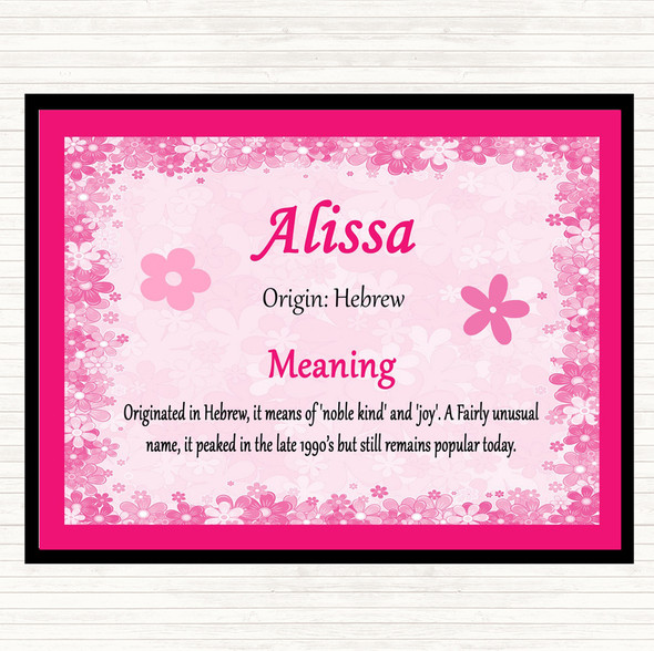Alissa Name Meaning Placemat Pink
