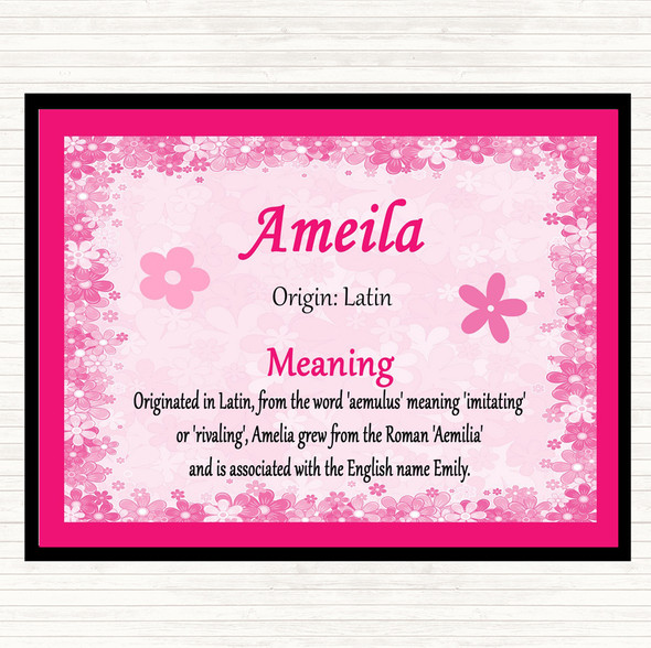 Ameila Name Meaning Placemat Pink