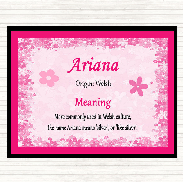 Ariana Name Meaning Placemat Pink